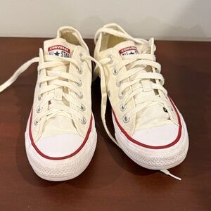 Converse Cream and Red Low-Top Sneakers